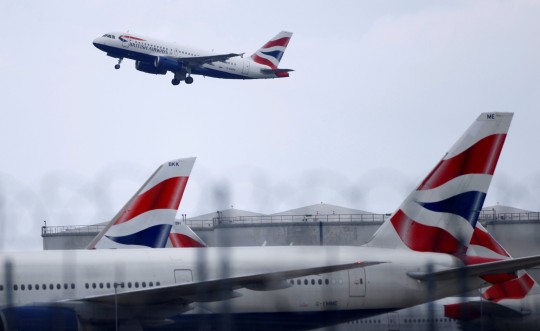 FILE PHOTO: British Airways Airbus A319 aircraft takes off from Heathrow Airport in London, Britain, May 17, 2021. REUTERS/John Sibley/File Photo