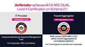 AirRetailer achieves IATA NDC Dual Level 4 Certification
