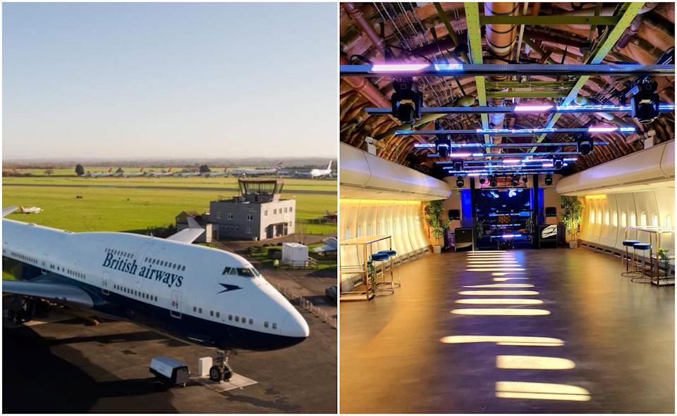 An iconic 747 British Airways jet bought for just £1 has become the first in the world to be transformed into a bar to host lavish plane parties. (SWNS)
