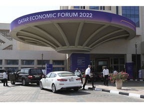 Attendees arrive at the Ritz Carlton Hotel on day two of the Qatar Economic Forum (QEF) in Doha, Qatar, on Wednesday, June 22, 2022. The second annual Qatar Economic Forum convenes global business leaders and heads of state to tackle some of the world's most pressing challenges, through the lens of the Middle East.