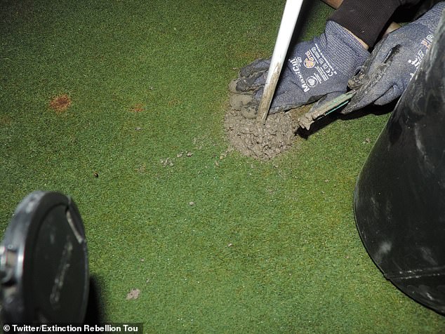 Climate activists fill golf holes with cement after water ban exemption in Toulouse, France
