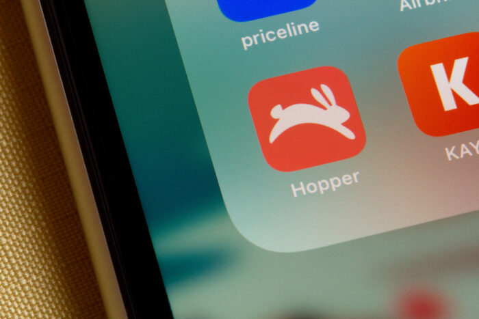 Hopper mobile app icon is seen on an iPhone.