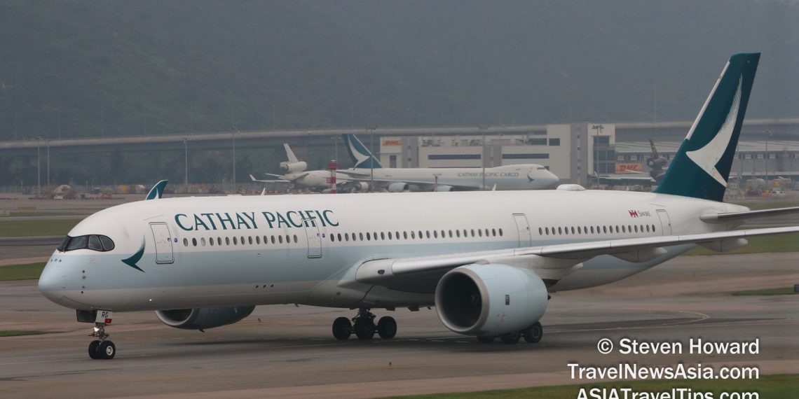 Cathay Pacific aircraft at HKIA. Picture by Steven Howard of TravelNewsAsia.com Click to enlarge.