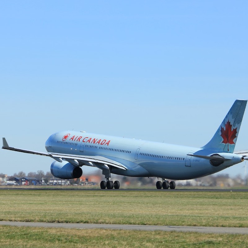 Air Canada airplane about to take off, travel