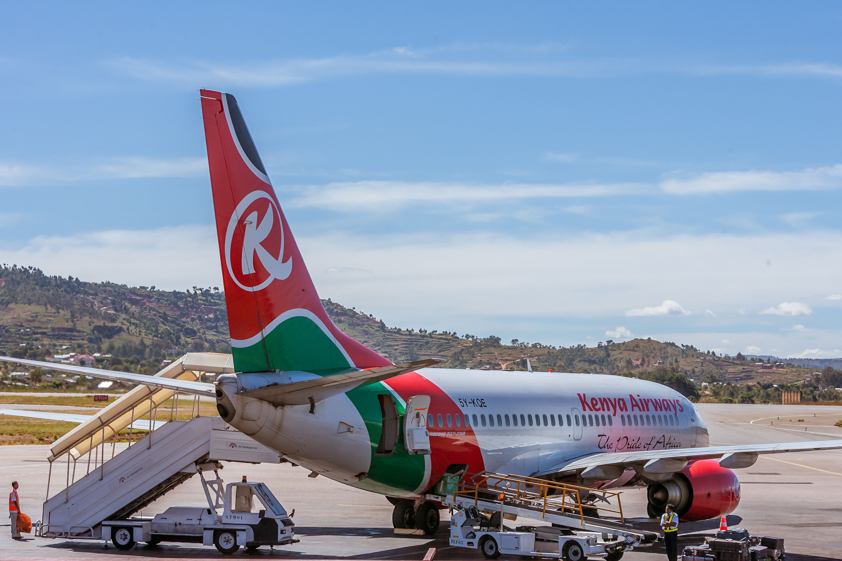 Kenya Airways Boeing 737 parked on stand