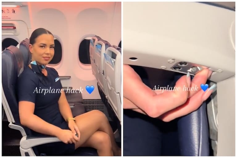Es azafata y muestra un boton escondido en el avion - Travel News, Insights & Resources.