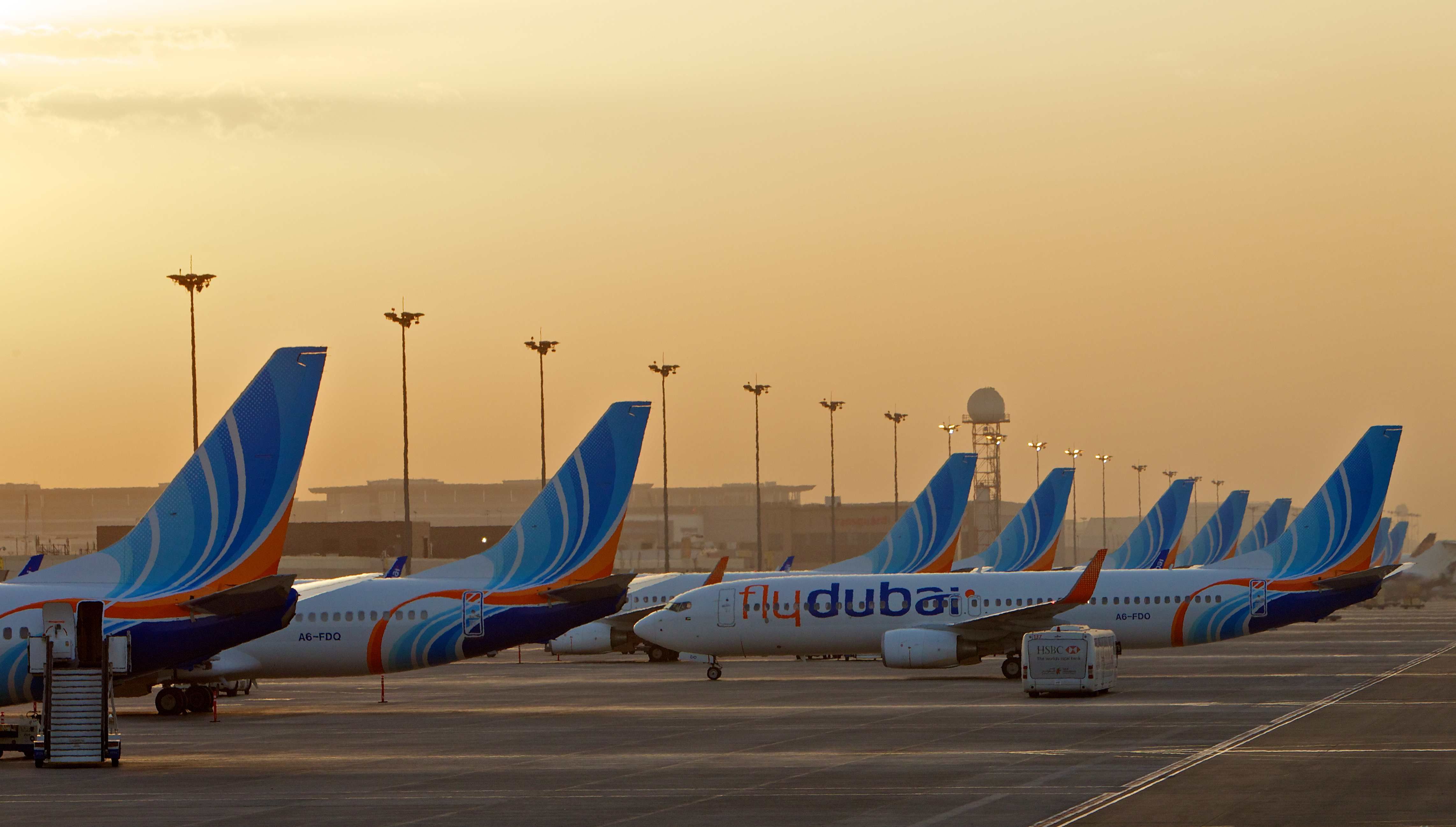 flydubai aircraft at Dubai International Airport