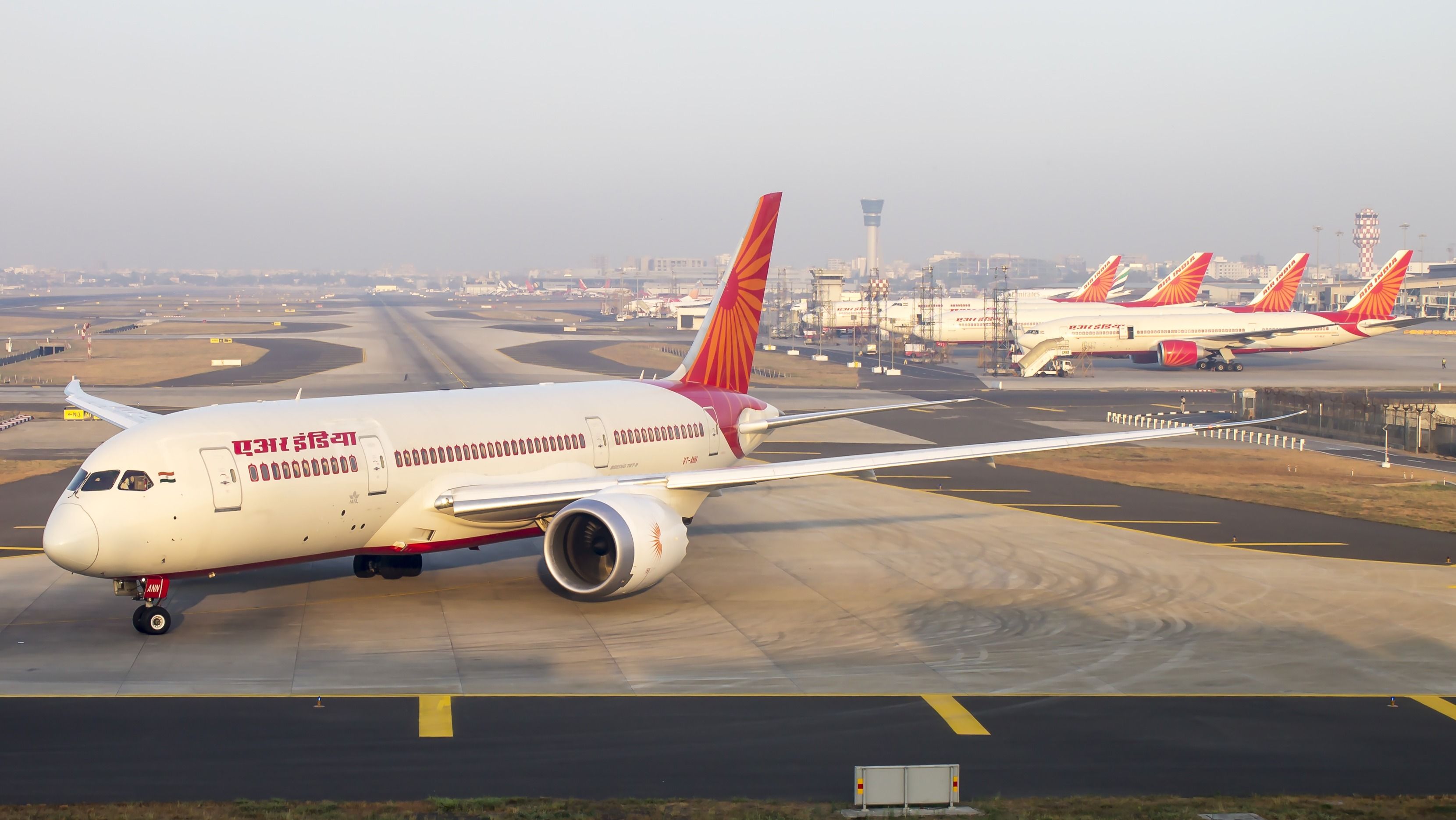 A fleet of Air India aircraft at Mumbai Airport