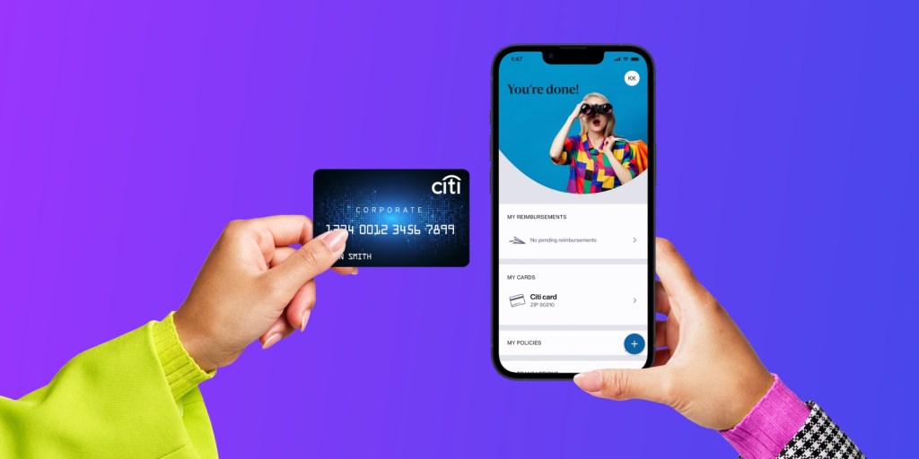 Citi inks deal with fintech Navan; person holding Citi credit card and smartphone