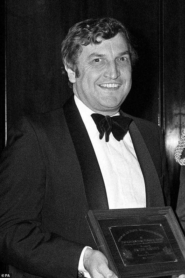 Captain Moody received the Queen's Commendation for Valuable Service in the Air (Pictured: Cpt Moody receiving the Hugh Gordon Burge Memorial Award during the Guild of Air Pilots and Air Navigators awards in 1982)