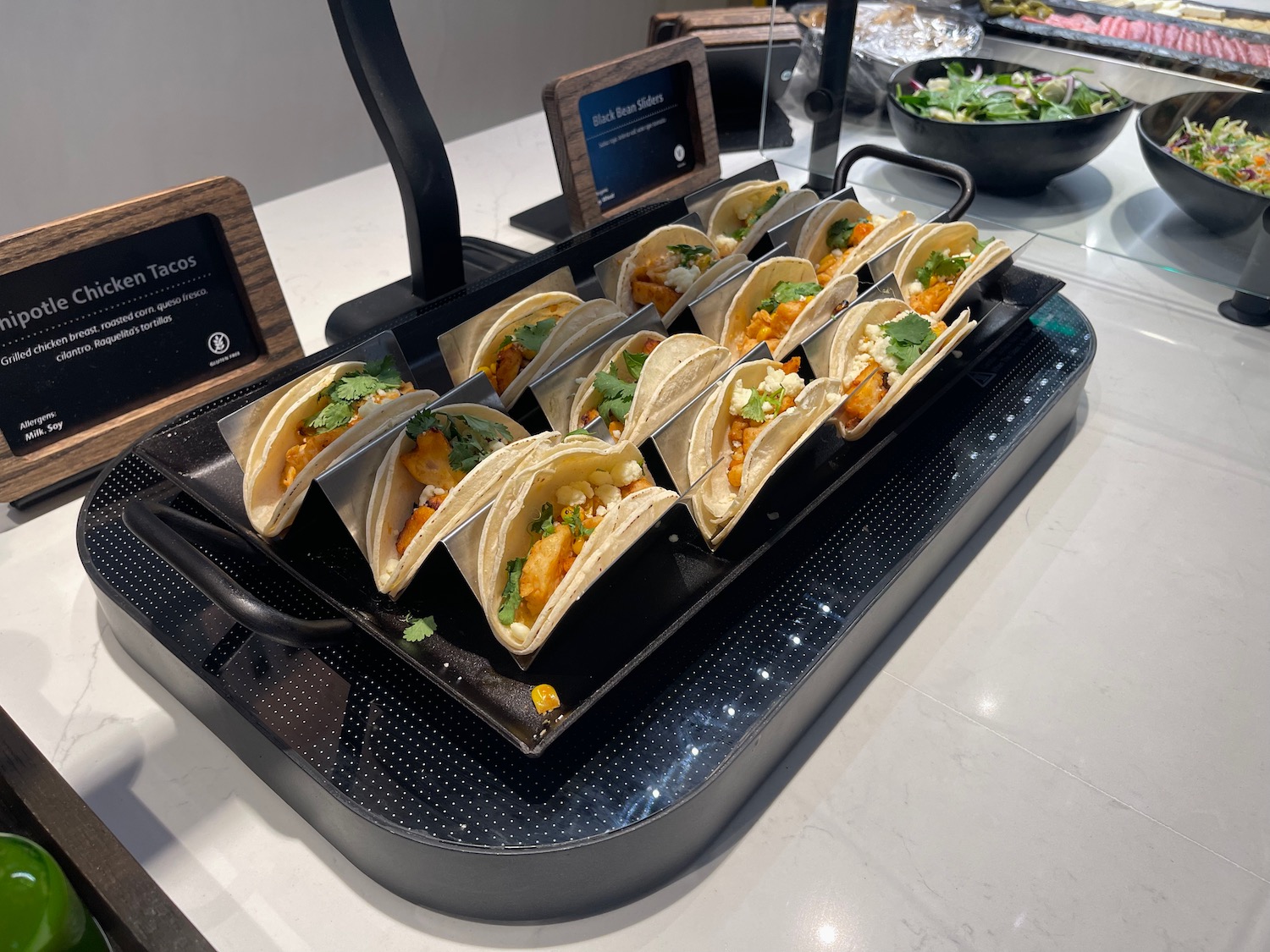 a tray of tacos on a counter
