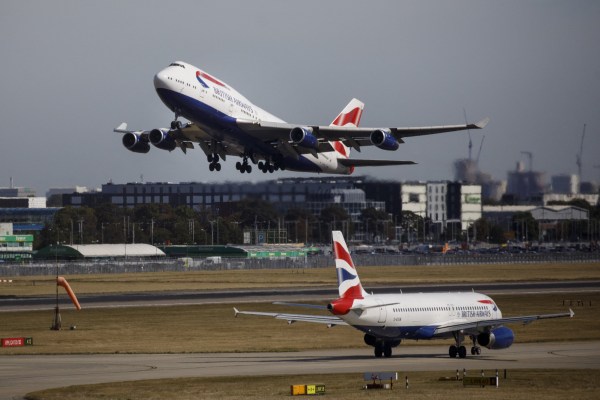 (FILES) A British Airways aeroplane takes off from the runway at Heathrow Airport's Terminal 5 in west London, on September 13, 2019. Spanish infrastructure giant Ferrovial announced it is offloading its remaining 25 percent stake in London's Heathrow Airport to a French private equity group and Saudi Arabia's sovereign wealth fund. After owning the UK travel hub for 17 years, Ferrovial said on November 29, 2023, it had reached a 2.37 billion pound ($3.01 billion) deal with Paris-based Ardian and Riyahd's Public Investment Fund (PIF). (Photo by Tolga Akmen / AFP) (Photo by TOLGA AKMEN/AFP via Getty Images)