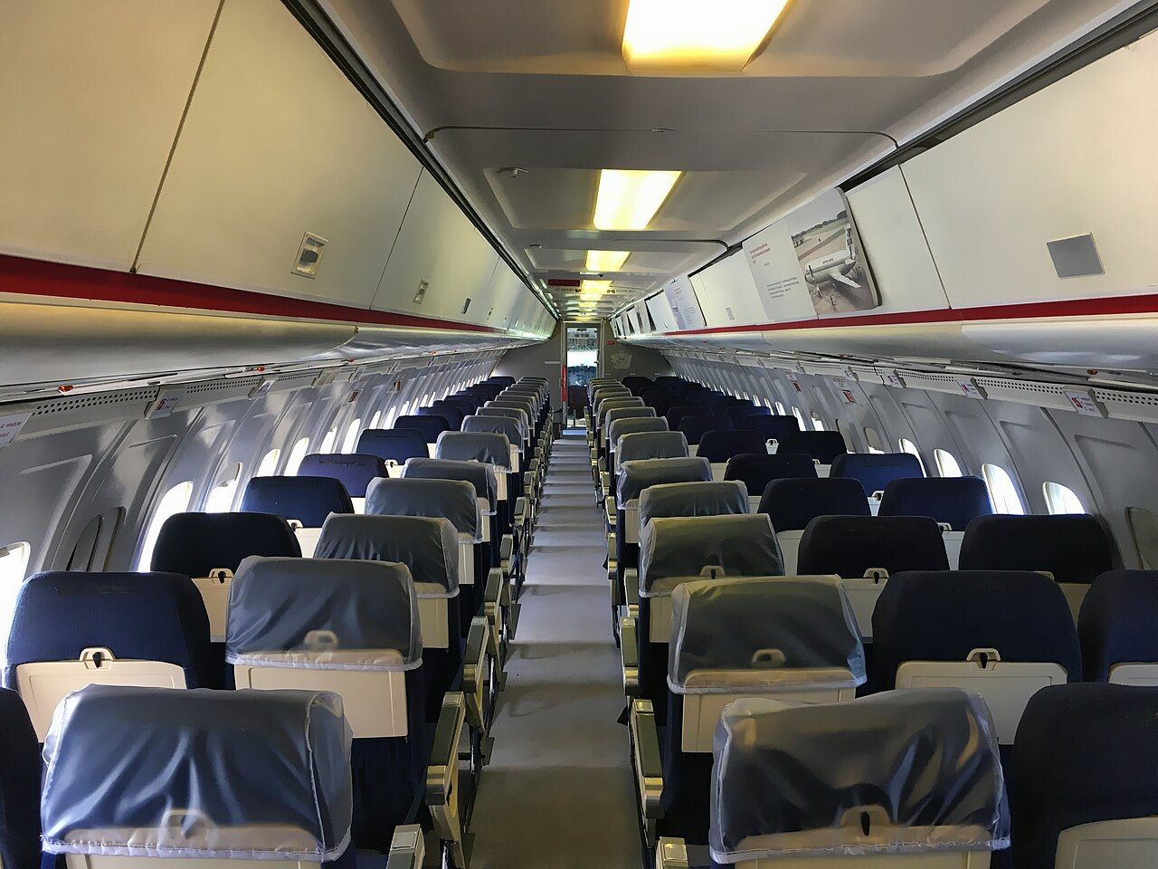 Inide the main cabin of A British Airways BAC 1-11.