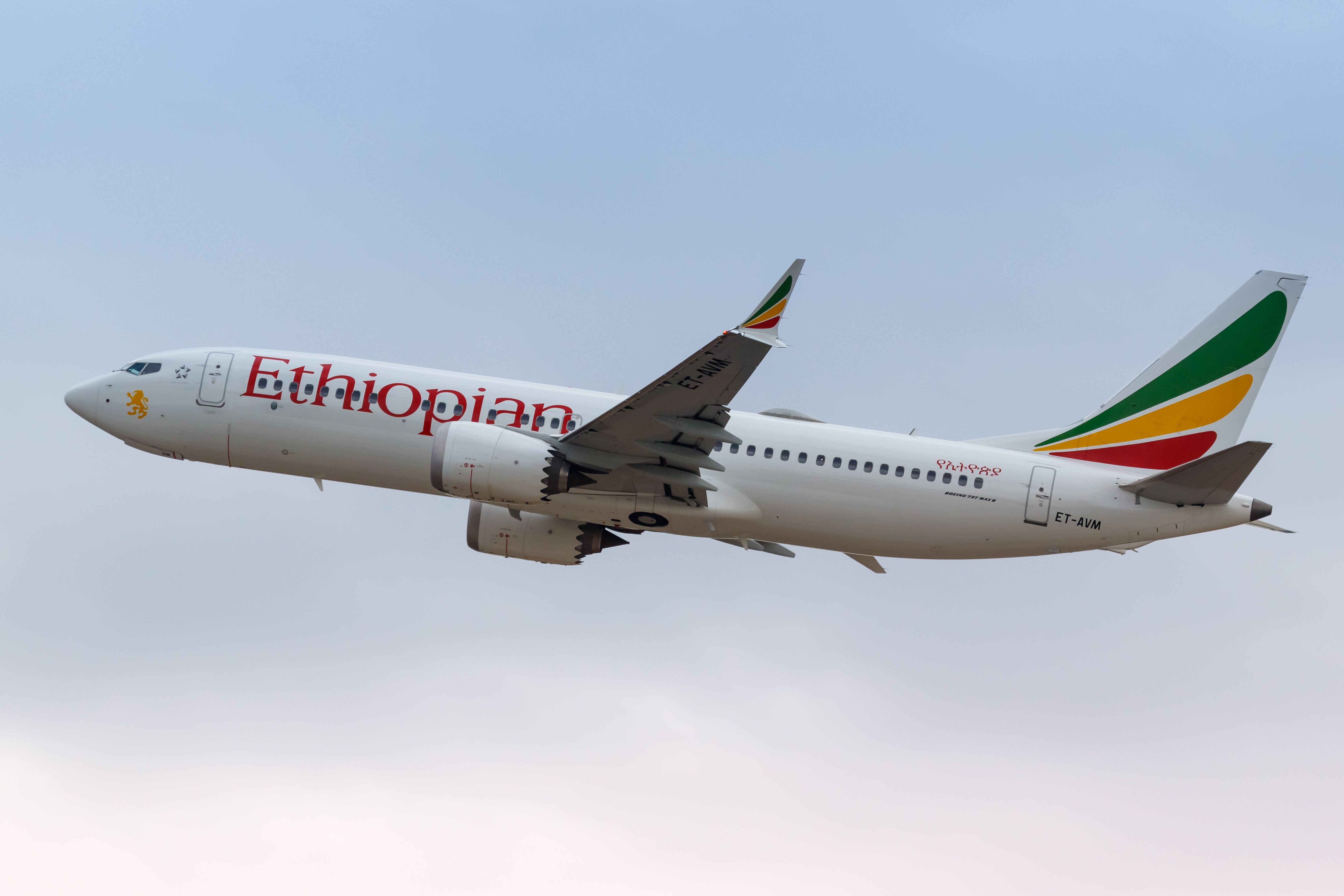 An Ethiopian Airlines Boeing 737 MAX flying