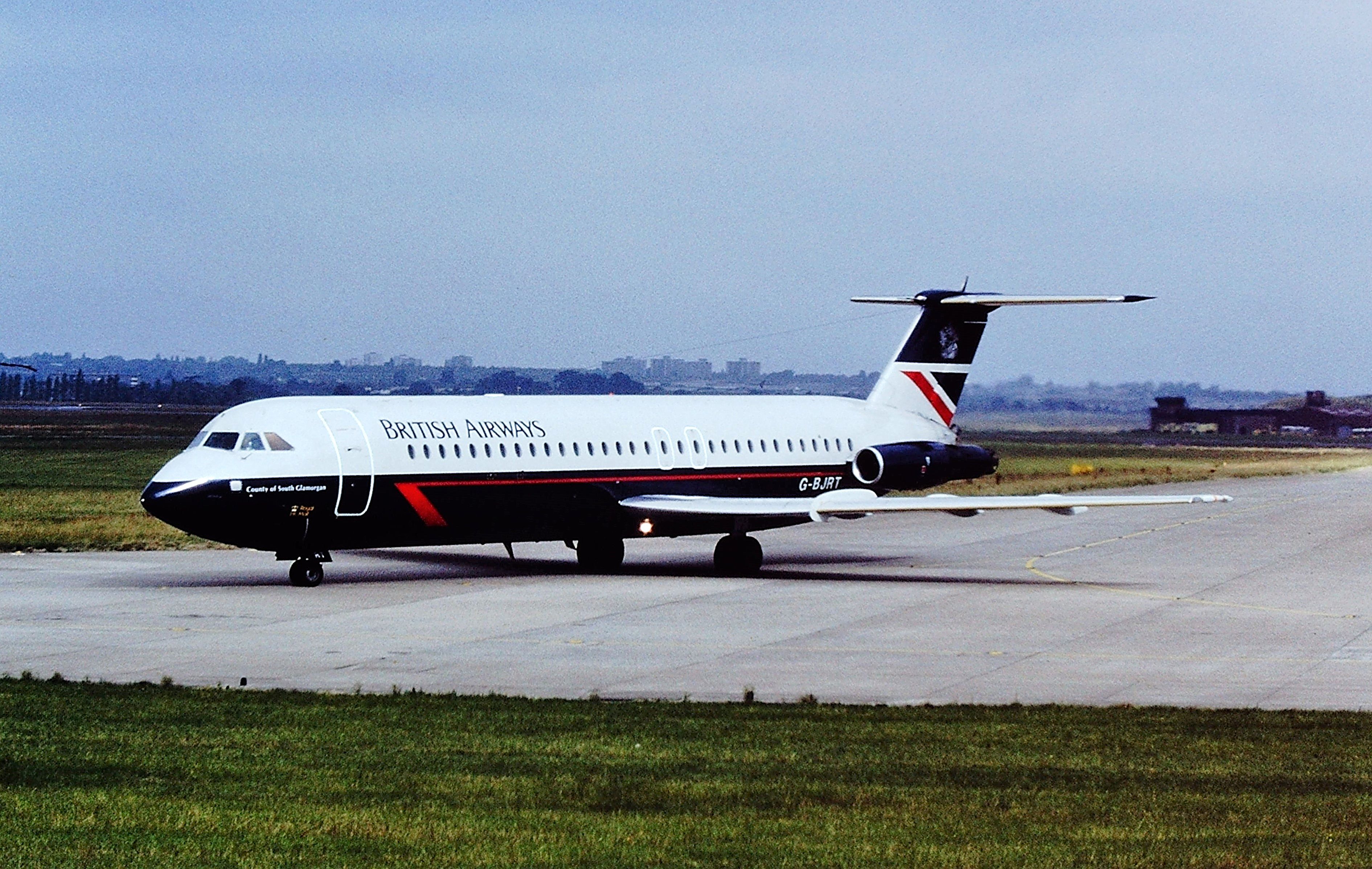 A British Airways BAC 1-11 on an airport apron.