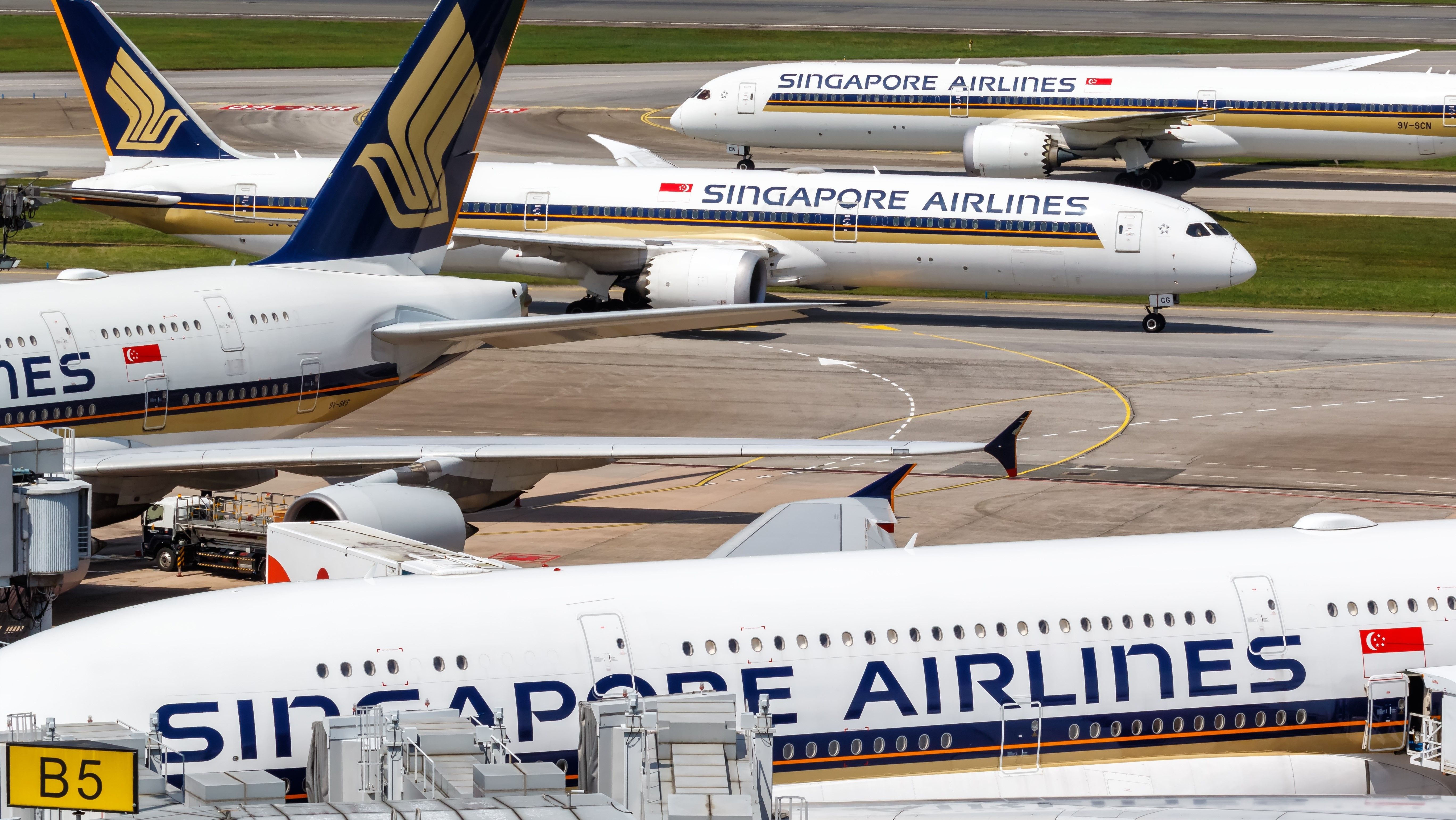 Singapore Airlines planes at Changi Airport