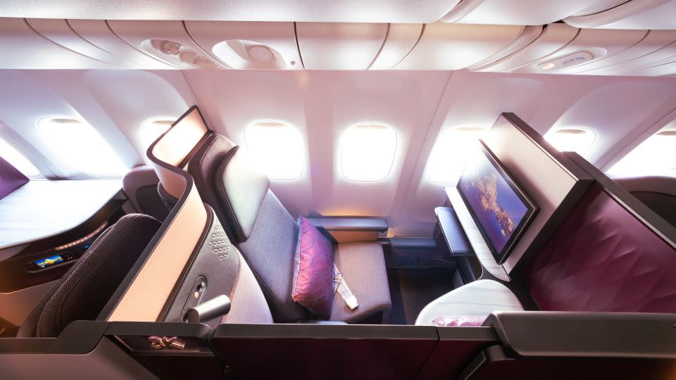 A Qsuites business class seat. - Qatar Airways