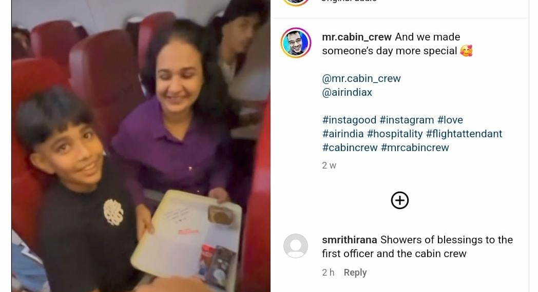 Sons heartfelt birthday surprise for mom aboard Air India Express - Travel News, Insights & Resources.