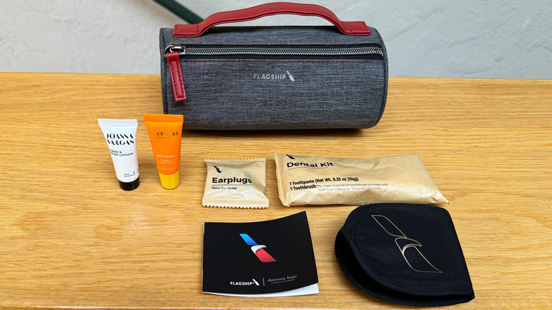 Inside the new American Airlines Flagship Business amenity kit.