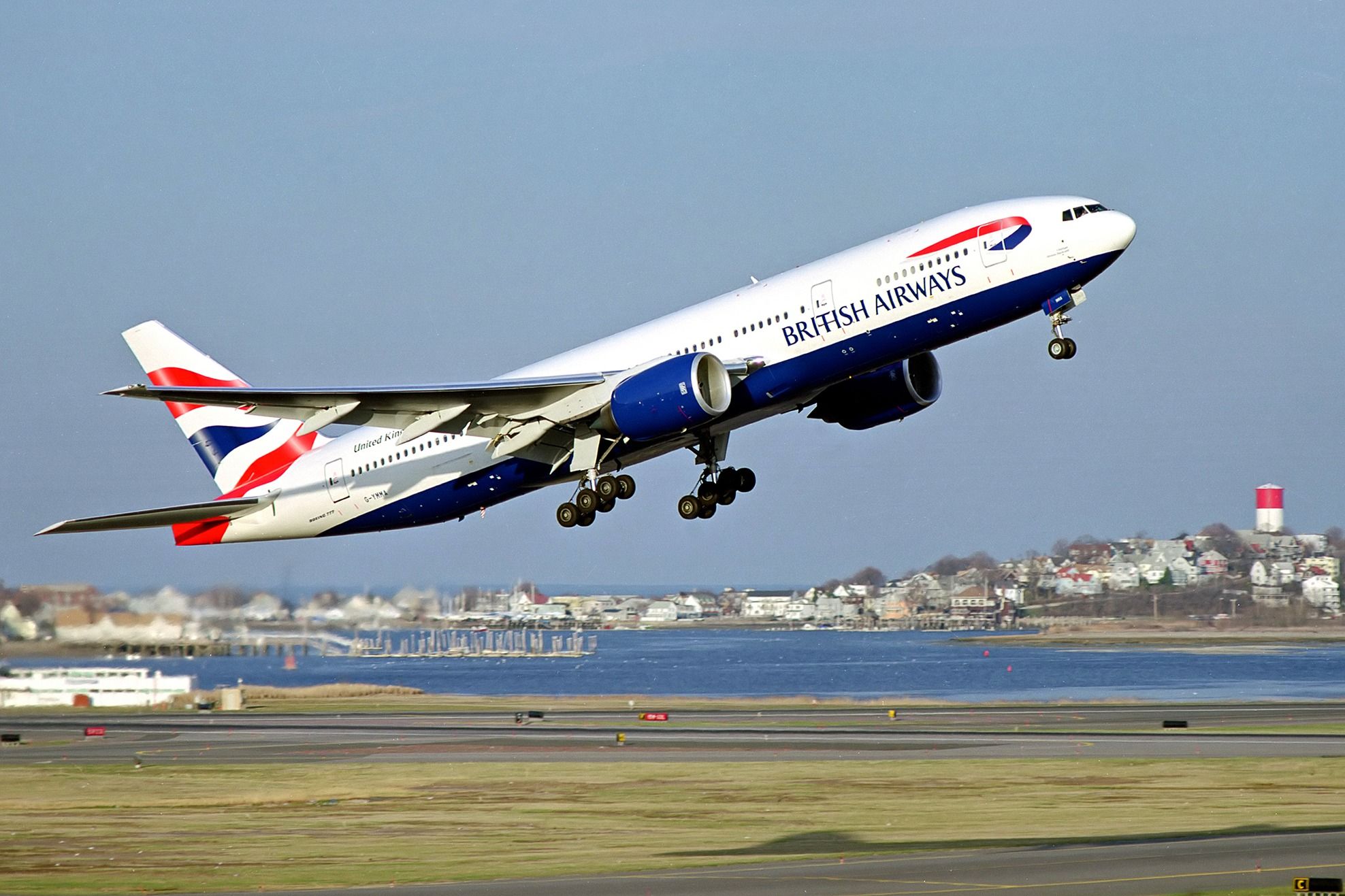 British Airways Boeing 777 departing shutterstock_1048309828