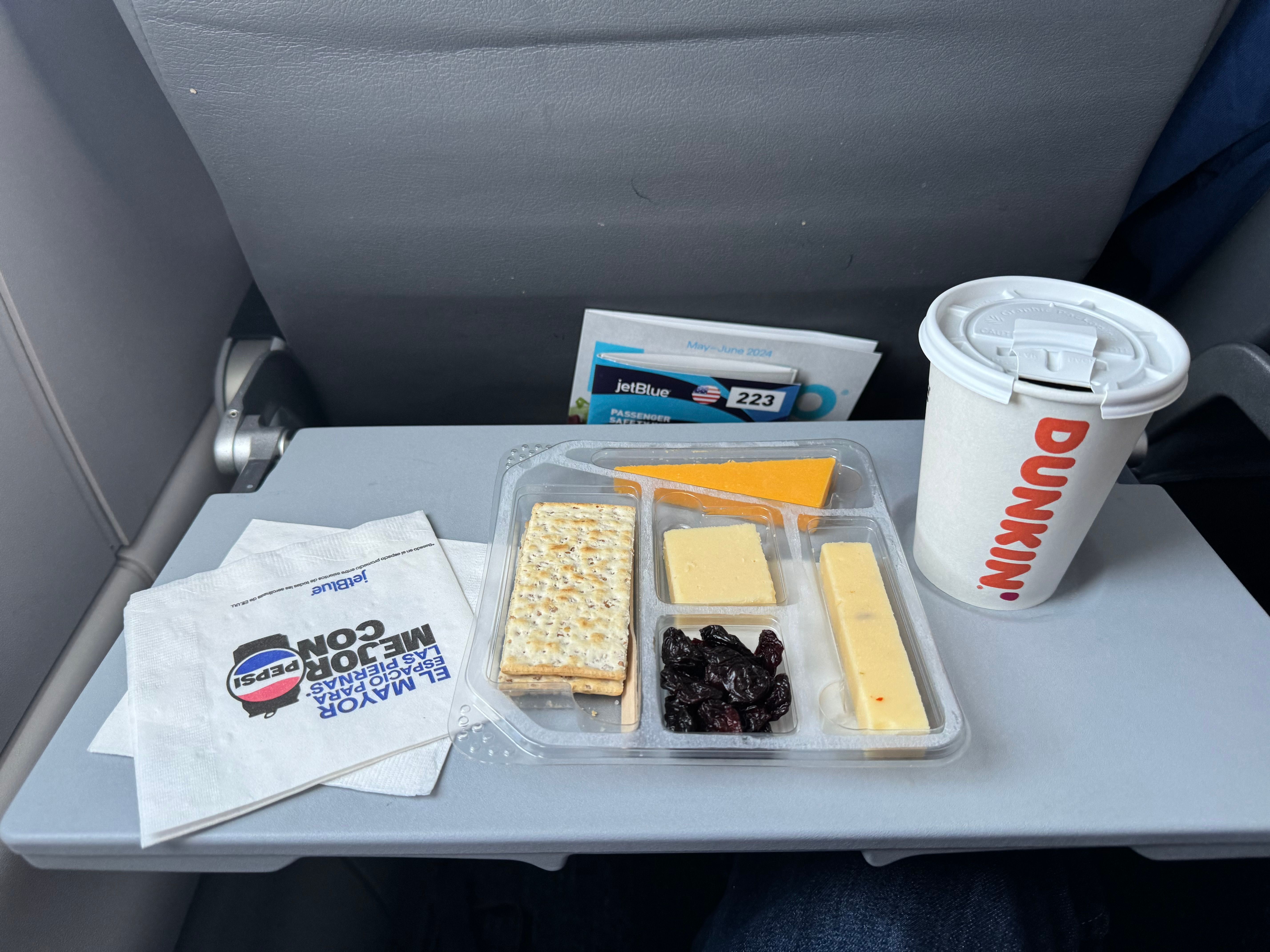 The JetBlue cheese snack platter